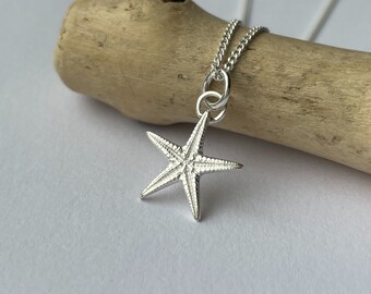 Small Eco-Silver Starfish Pendant | Handmade Silver Starfish Pendant | Recycled Silver Starfish Necklace | Beach Jewellery | Ocean Jewellery