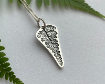 Medium Silver Fern Leaf Pendant | Eco-Friendly Leaf Necklace | Handmade Fern Leaf Jewellery | Fern Necklace