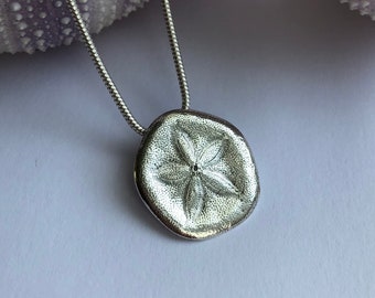 Eco Silver Sand Dollar Pendant | Handmade Sand Dollar Necklace | Sand Dollar Jewellery | Beach Jewellery