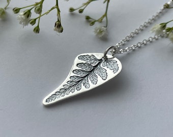Large Silver Fern Leaf Pendant | Eco-Friendly Leaf Necklace | Handmade Fern Leaf Jewellery | Fern Necklace
