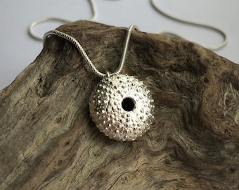 Handmade Silver Sea Urchin Pendant | Recycled silver Sea Urchin necklace | Sea Urchin jewellery