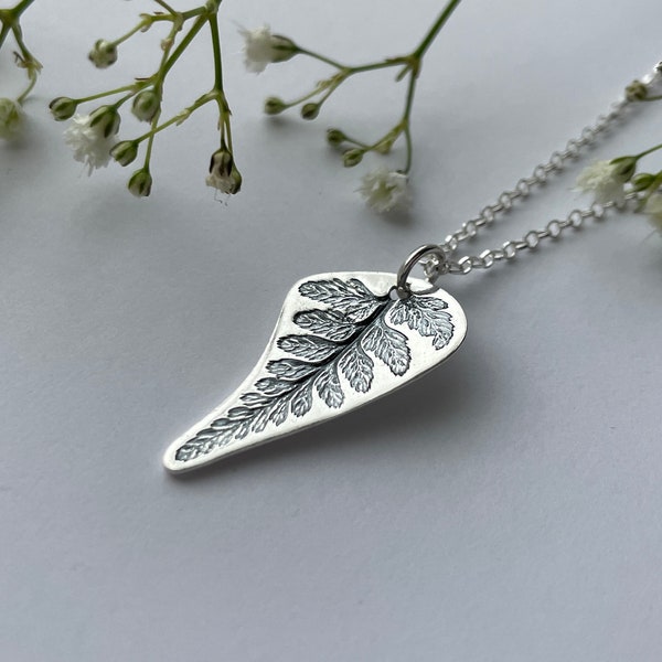 Large Silver Fern Leaf Pendant | Eco-Friendly Leaf Necklace | Handmade Fern Leaf Jewellery | Fern Necklace