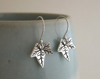 Recycled Silver Ivy Leaf Earrings | Handmade Silver Earrings | Eco Silver Leaf Earrings | Natural Jewellery