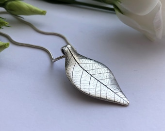Eco Silver Leaf Pendant | Handmade Leaf Skeleton Pendant | Recycled Silver Leaf Jewellery