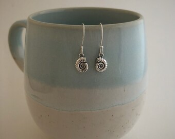 Recycled Silver Ammonite earrings | Handmade Fossil earrings | Eco Silver Ammonite Earrings | Ammonite Jewellery | Fossil Jewellery