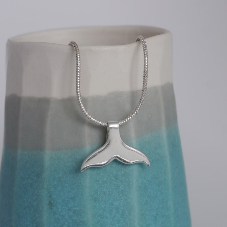 Recycled Silver Whale Tail Pendant Dolphin Jewellery Handmade Whale Tail Pendant Dolphin Necklace Ocean Jewellery