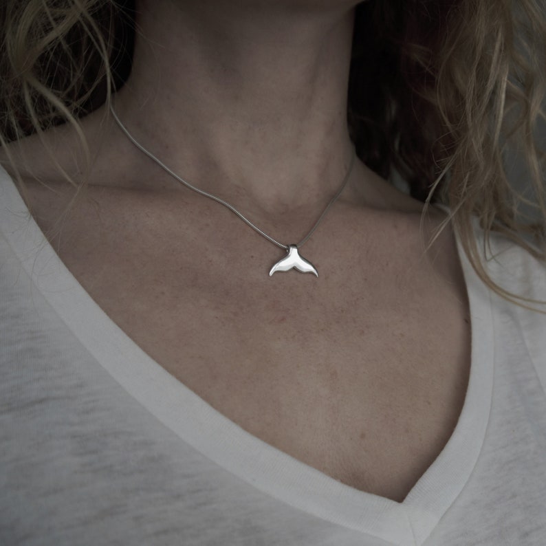 Recycled Silver Whale Tail Pendant Dolphin Jewellery Handmade Whale Tail Pendant Dolphin Necklace Ocean Jewellery