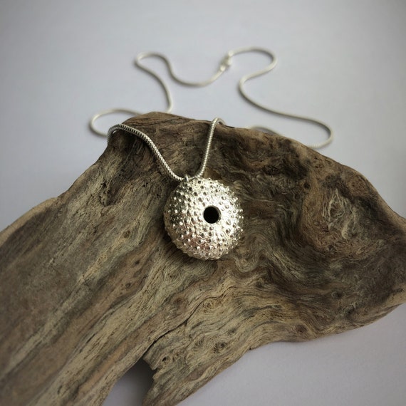 Handmade Silver Sea Urchin Pendant Recycled Silver Sea Urchin