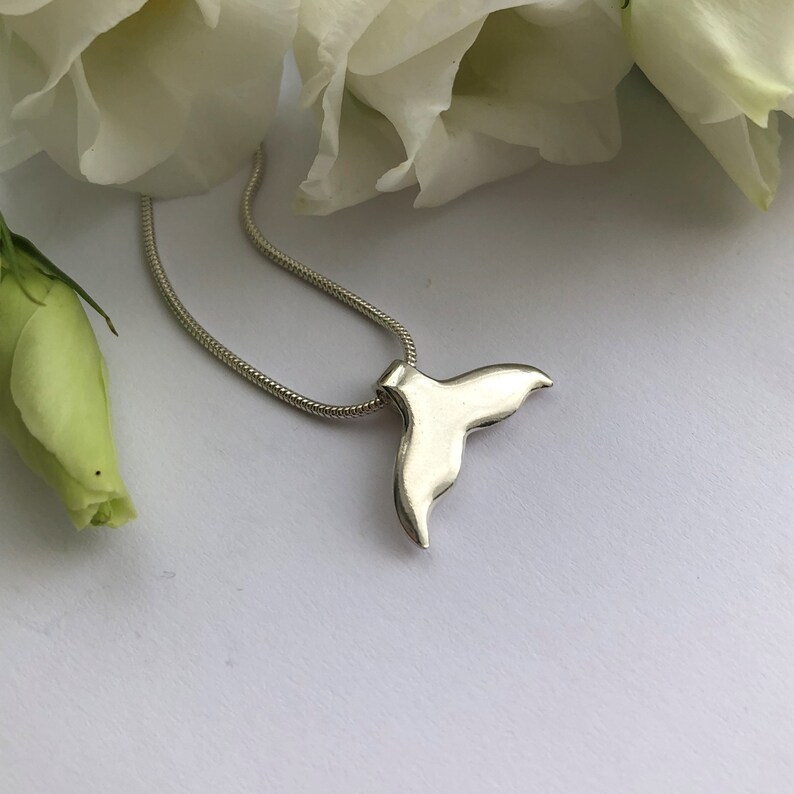 Recycled Silver Whale Tail Pendant Dolphin Jewellery Handmade Whale Tail Pendant Dolphin Necklace Ocean Jewellery