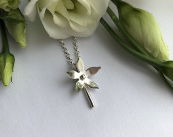 Silver Flower Pendant | Eco-Friendly Flower Necklace | Handmade Flower Jewellery | Star Flower Pendant