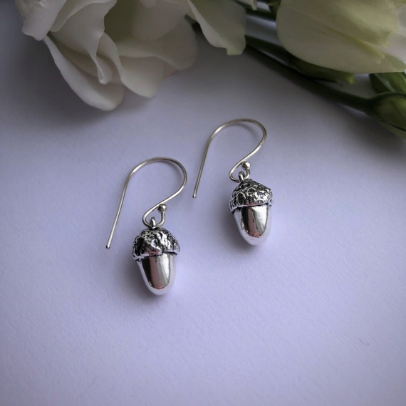Silver acorn earrings clearance