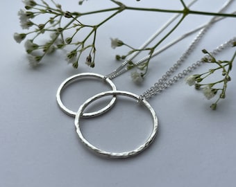 Hammered Silver Hoop Pendant | Simple Silver Pendant | Silver Circle Pendant | Minimalist jewellery