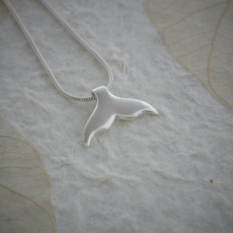 Recycled Silver Whale Tail Pendant Dolphin Jewellery Handmade Whale Tail Pendant Dolphin Necklace Ocean Jewellery