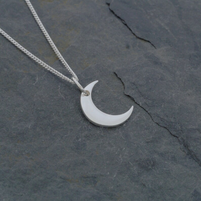 Tiny Silver Moon Pendant Crescent Necklace Clay Jewellery Pmc Fine Ethical