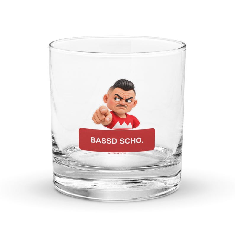 Whiskey-Glas mit Wutfranke Olli – Bassd scho.