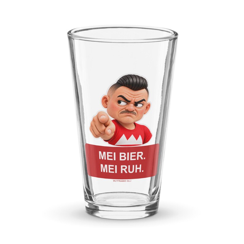 Pint-Glas mit Wutfranke Olli – Mei Bier. Mei Ruh.