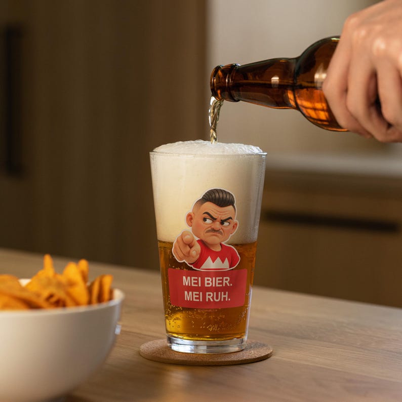 Pint-Glas mit Wutfranke Olli – Mei Bier. Mei Ruh.
