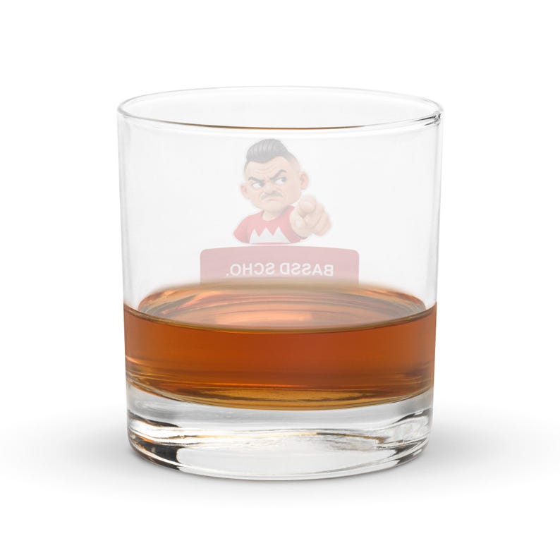 Whiskey-Glas mit Wutfranke Olli – Bassd scho.