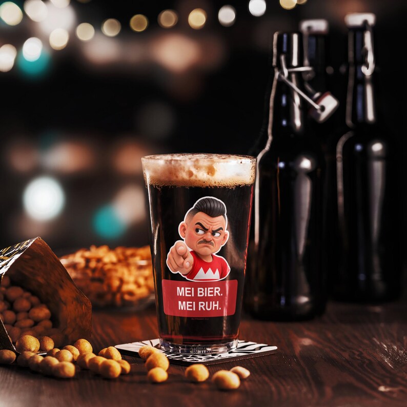 Pint-Glas mit Wutfranke Olli – Mei Bier. Mei Ruh.