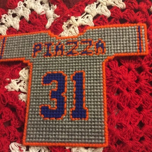 Mets jersey in plastic canvas