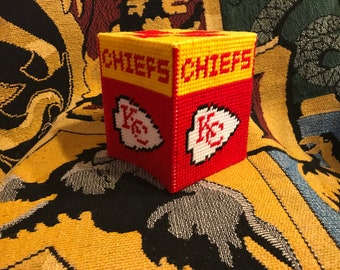 Plastic canvas tissue box Kansas City Chiefs