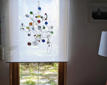 Designer sun catcher, glass window sculpture CHAOS 3, approx. 55 x 62 cm, custom order