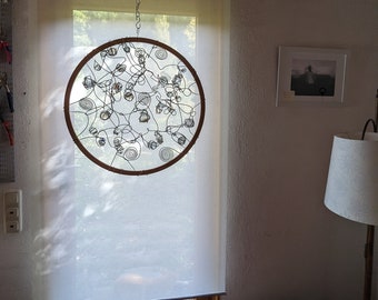 Glass Art Lightcatcher Abstract, Colorful Designer Modern Window panel, Circle Spiral Suncatcher, 60 cm/23.62 inch.