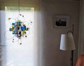 Spring glass mosaic suncatcher XL 60 x 60 cm (inside 40 x 40)