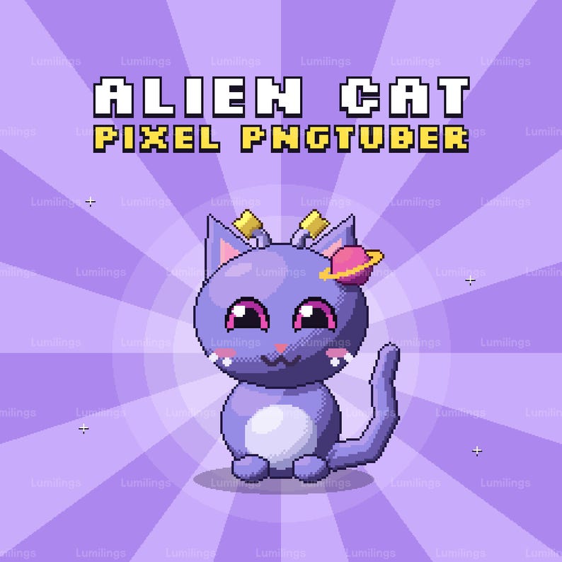 Pixel Star Mini Alien Cat Pngtuber Model, Cute Pngtuber, Premade Pngtuber Avatar ...