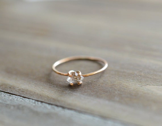 Herkimer Ring. Tiny Herkimer Diamond Quartz. Engagement Ring. | Etsy
