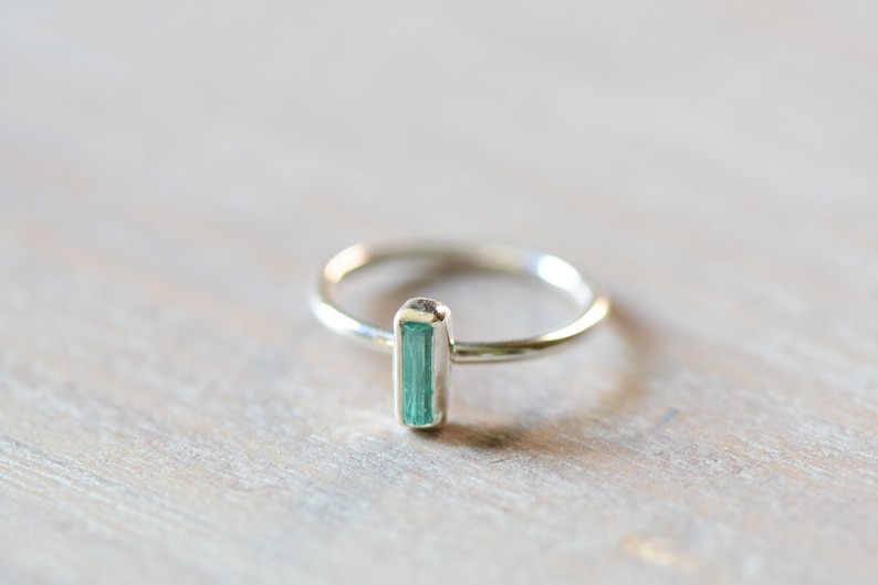 Raw Emerald Ring. May Birthstone. Green Stone Ring. Gift for image 4