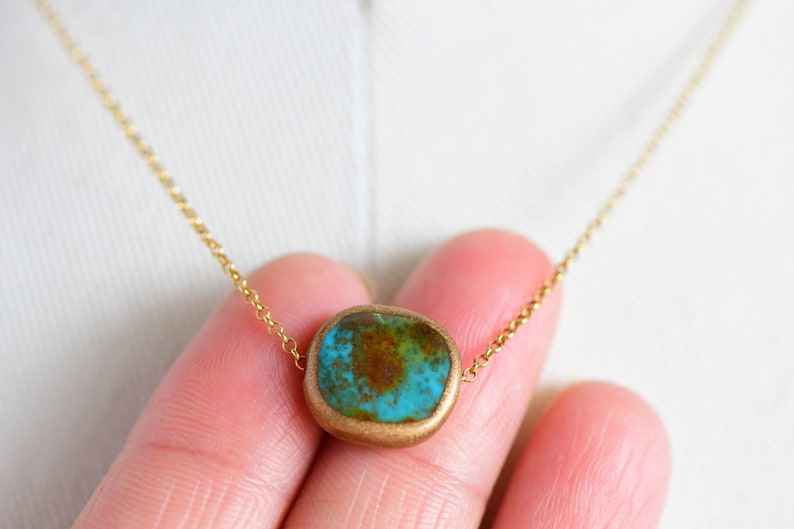 Turquoise Stone Anniversary Gift Turquoise Coin Layering Necklace Gift for Bride Everyday Necklace December Birthstone