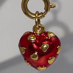 VTG Joan Rivers Ruby ENAMELED Red Gold Plated  HEARTS On Hearts Pendant Charm Collectible Ready To Add to Your Collection!
