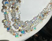 VTG VENDOME Art Glass Multi-Strand 50s Crystals Sparkling Multi-shape Beaded Absolutely Gorgeous Floral Set