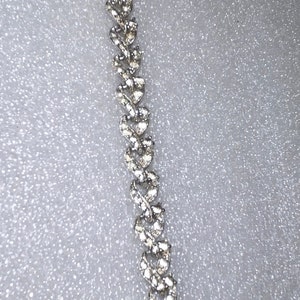 Great gift idea! Stunning ART DECO Rhodium Clear Rhinestone Set Jomaz Vintage 1920s-30s Wrist Candy for Sure With Safety Chain!