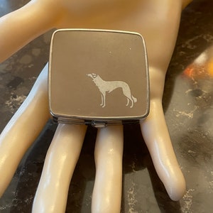 Great Gift Idea Antique Vintage Mid Century Wolf Hound - Canine - Dog Silhouette  Compact Powder Mirror Art Deco Made in America BEAUTY!