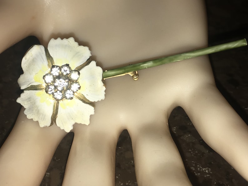 Vtg Floral Enamel RHINESTONE Done by SANDOR Brooch the Perfect Beauty to Wear during the Upcoming Seasons!