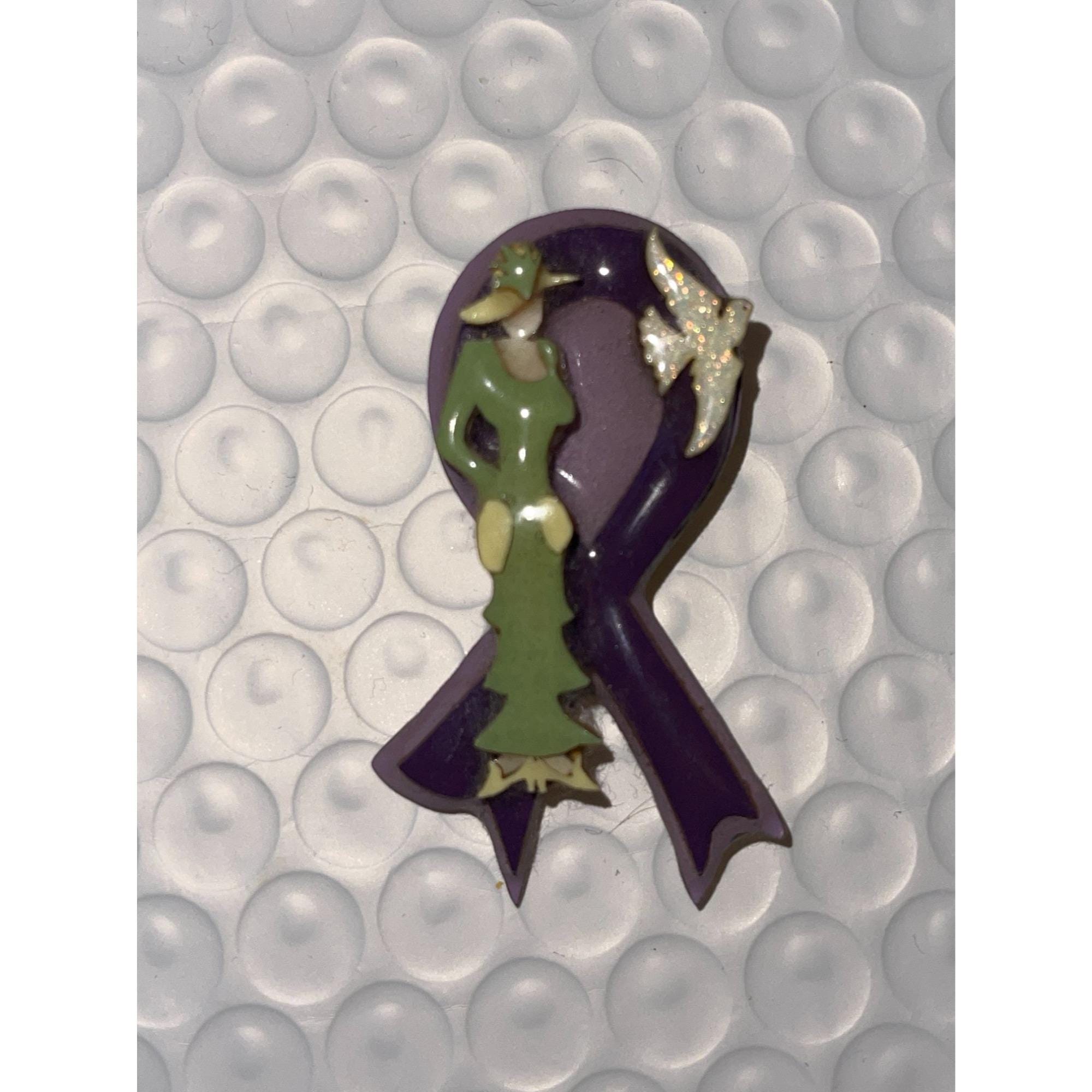 Small Lucinda Purple Ribbon Cancer Awareness Brooch Lady Dove