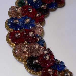 Vintage Early Miriam Haskell Brooch Gorgeous An Old Molded Floral Motif in a Crescent Shape Multi-Colored Beauty Ready for Wear!