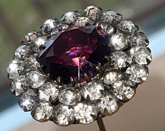 Great gift! Antique - Vintage Faceted Clear GLASS & Amethyst Purple Glass HATPIN  Collectible Gorgeous Old Piece from Days Gone by!