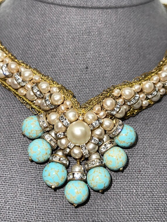 RARE Early Miriam Haskell Prototype Poured Speckled Peking Sky