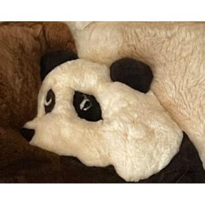 Handicraft Made in Peru Signed Alpaca Fur Rug Or Wall Hanging Panda Bear 36&quot; 30&quot;