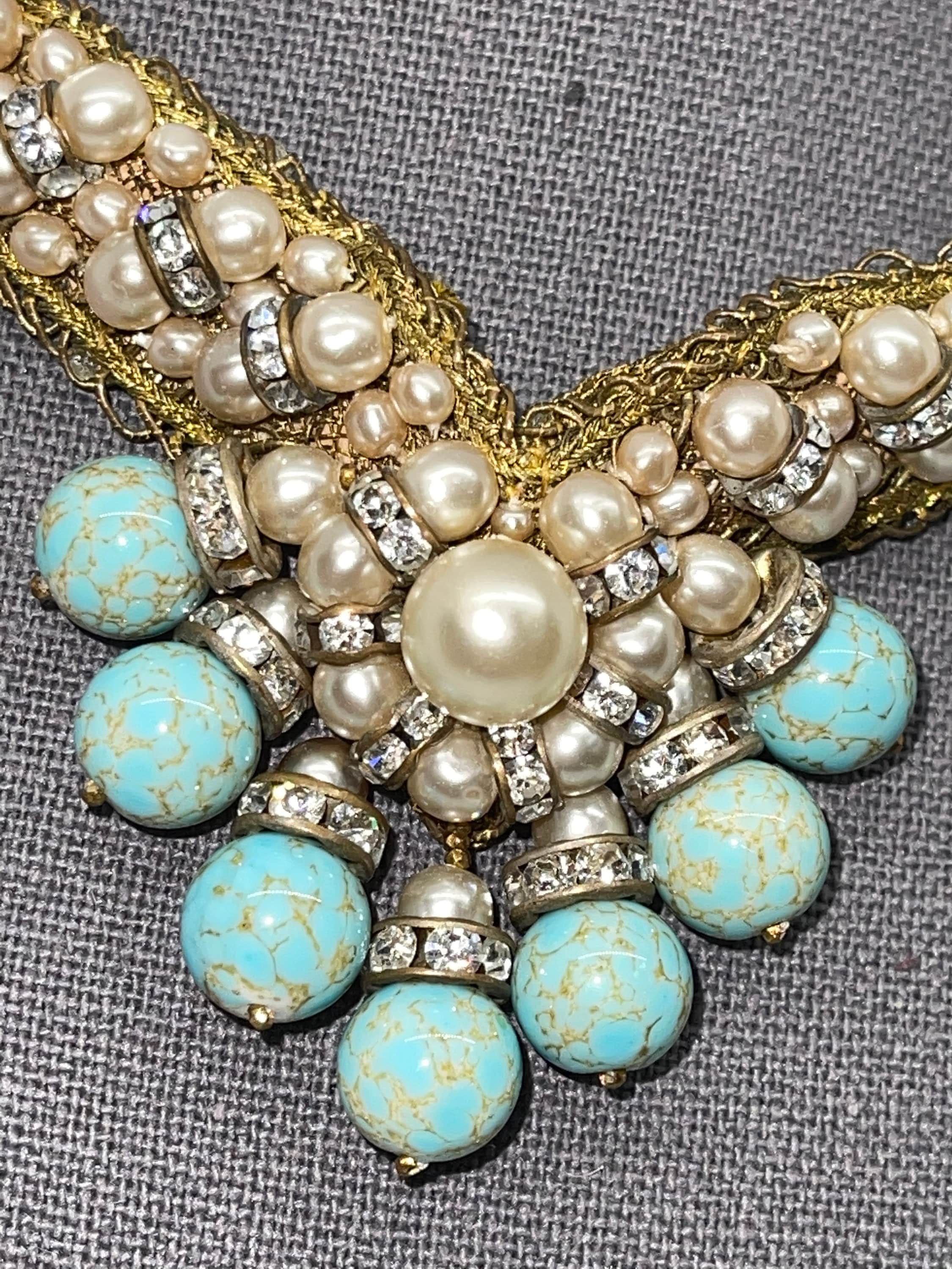 RARE Early Miriam Haskell Prototype Poured Speckled Peking Sky