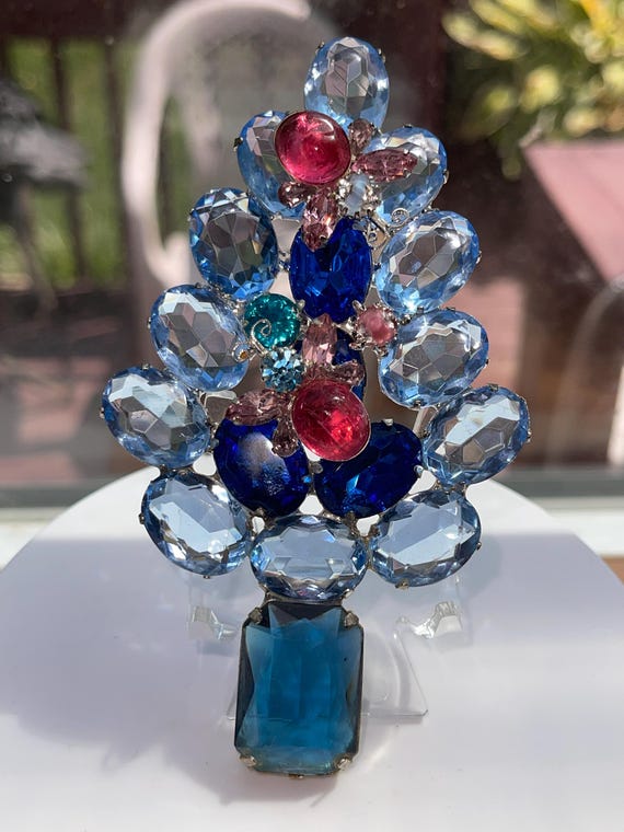 Czech glass brooch 1950s - Gem