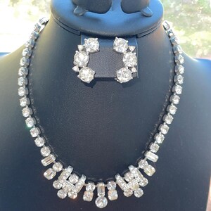 Great Gift Idea Vtg Breathtaking Rhodium Plated EISENBERG Blinding Necklace  Plus a Pair of Unsigned Earrings
