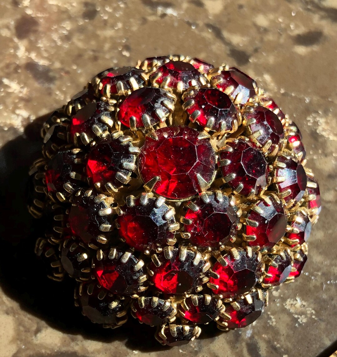 Inverted Color Ruby Great Gift Idea OVER the Top Unsigned Faceted Prong Set Ruby Red DOME ...