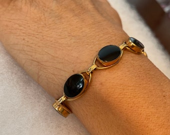 Details about Yellow gold finish created Black onyx tennis bracelet in luxury walnut box Details about Yellow gold finish created Black onyx tennis bracelet in luxury walnut box