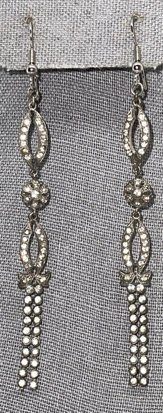 Antique Georgian Silver And Paste Earrings Marked 