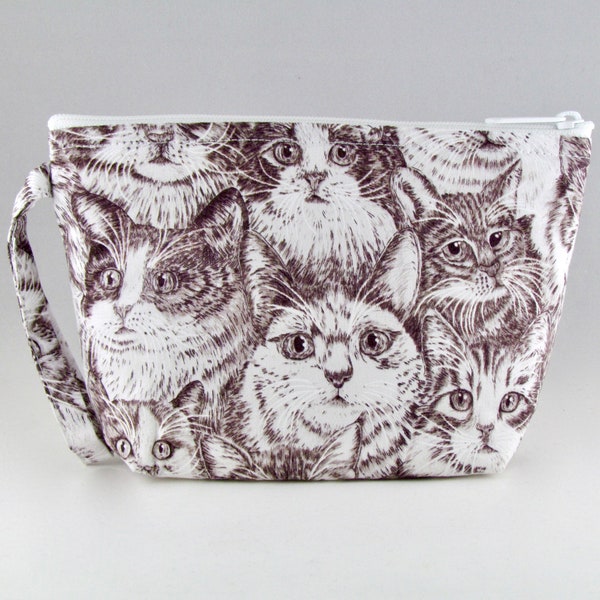 Sketched Cats Makeup Bag - Accessory - Cosmetic Bag - Pouch - Toiletry Bag - Gift