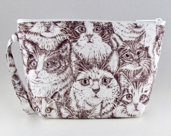 Sketched Cats Makeup Bag - Accessory - Cosmetic Bag - Pouch - Toiletry Bag - Gift